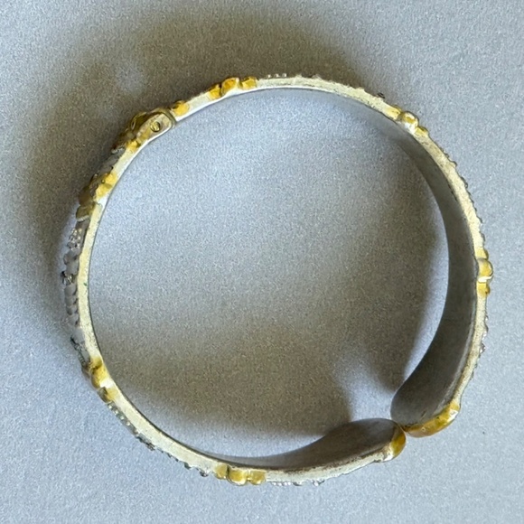 VINTAGE LUCKY BRAND Bracelet Cuff Hinge Clamp Silver Gold Rhinestones Boho (6) - Picture 4 of 7